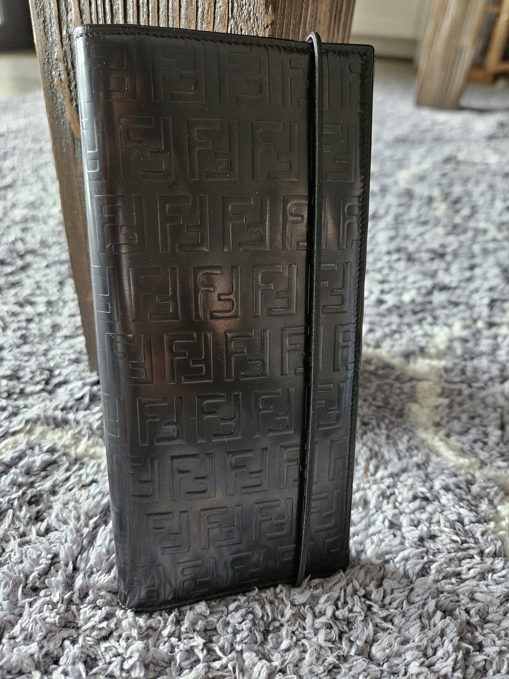 Fendi Embossed Leather Long Wallet - Black